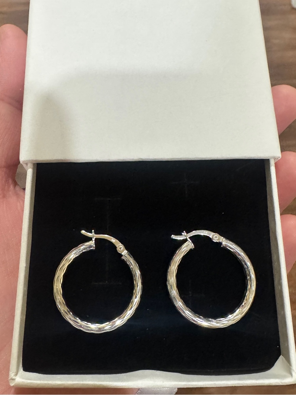Sterling 925 Silver Hoop Earrings -
